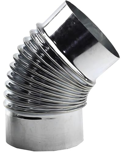 Ofenrohrbogen 45°, Kaminrohr, 100 mm/120 mm/140 mm/150 mm/160 mm/180 mm/200 mm, Verzinkt, Kaminrohr-Adapterrohr, Hitzebeständiges Ofenrohr, Warmwasserbereiter-Abgasrohr(100mm)