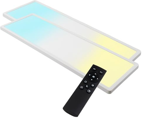 LUXULA 2er Pack LED Panel 58x20, cm Weiß, 24W 2200lm, IP44 | IP44 Feuchtraum, dimmbar mit Fernbedienung, Deckenleuchte flach rechteckig, Deckenlampe für Badezimmer und Küche