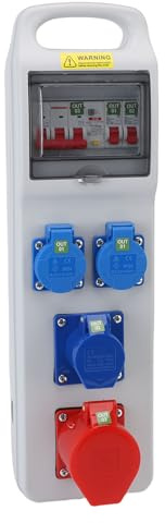 FTVOGUE Industrial Socket Box 490x140x90mm Water Proof Outdoor Distribution Box with Circuit Breaker for Construction Site Workshop