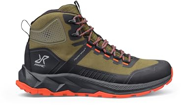 RevolutionRace Phantom Trail Mid Waterproof Hiking Boots pour Homme, Chaussures de Randonnée Imperméables pour Toutes les Activités de Plein Air, Dark Olive/Lava, 42