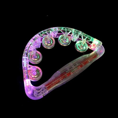 Acouto 2PCS LED-Musical-Tamburin, Blinkende Tamburine, Handschlaginstrument, Jede Nacht, Nachtleben, Mehrere Handglocken, Hochzeiten, Leuchtende Event-Modi, Clubs für Veranstaltungen, LED-Musical
