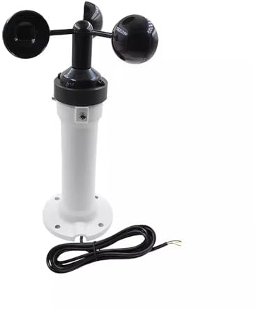 LeTkingok Anémomètre Industriel RS485 avec Support de Montage, Capteur de Vitesse du Vent à 3 Coupelles pour Utilisation Extérieure/Véhicule/Grue