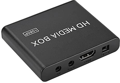 Luocute Mini Lecteur Multimédia, Lecteur Multimédia Numérique Full HD 1080P avec Une Forte compatibilité pour Les Clés USB, Cartes SD, MKV, RMVB, AVI, MP4, MOV (Prise UE)
