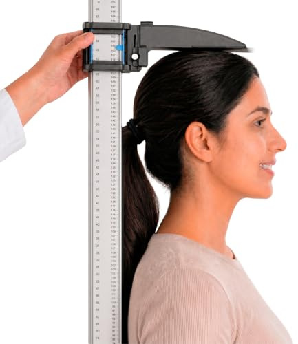 Estadiómetro S100 Portátil para Medición de Altura, 20-210cm, Autoportante | Escala Clara, Fácil Lectura, Base Amplia sin Fijación a Pared, Uso Médico, Escolar, Doméstico, para Adultos, Niños, Blanco