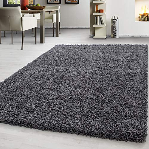 Teppium Moderner Hochflor Teppich Läufer Flur 80 x 150 cm Grau - Shaggy Flauschiger Teppich, Extra Weich und Pflegeleicht - Ideal als Bettvorleger Schlafzimmer, Küchenläufer, Wohnzimmerteppich