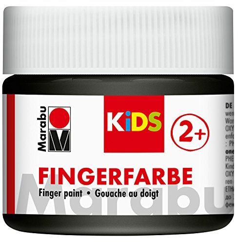 Marabu 03030050073 - Kids Fingerfarbe schwarz 100 ml, Fingermalfarbe auf Wasserbasis, parabenfrei, vegan, laktosefrei, glutenfrei, geeignet zum Malen in Kindergarten, Schule, Therapie und zu Hause
