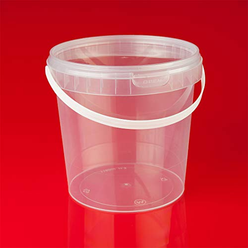 trendfinding 24 x 1 L Eimer mit Deckel transparent Kunststoff Plastikeimer lebensmittelecht