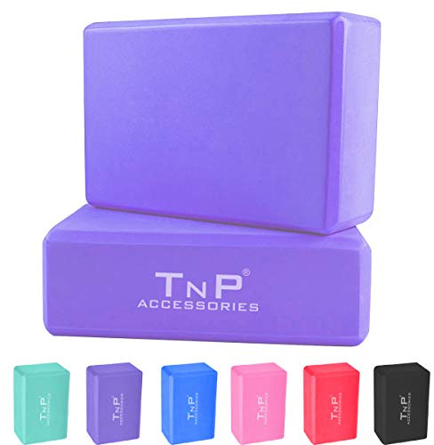 TnP Accessories. Yoga Block Brick Blocks Set of 2 Bricks 9''×6''×4'' High Density EVA Foam Pilates Exercise Gym Support Pad (Purple)