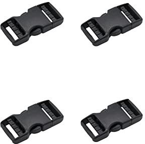 The Bead Shop Plastic Side Release Buckle Clip for Luggage, Rucksack/Back Pack, Webbing Strap (20mm - 4 pack, Black)