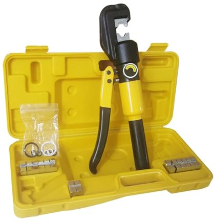 findmall 6 Ton Hydraulic Cable Lug Crimper, 12 AWG to 2/0 AWG Industrial Hydraulic Crimping Tool, Electrical Terminal Cable Wire Tool with 9 Dies (4, 6, 8, 10, 16, 25, 35, 50, 70)