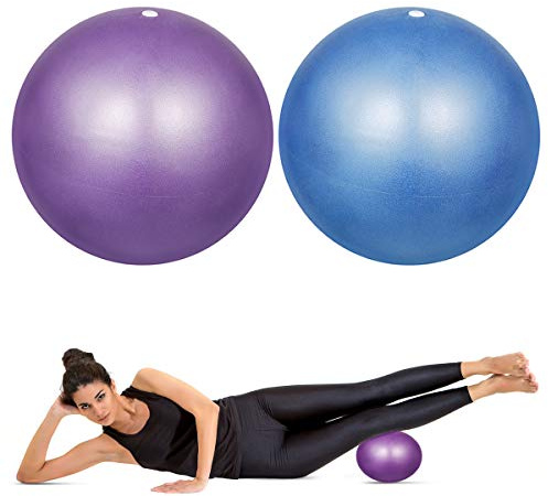 HQdeal 2 pcs Soft Pilates Balls 9 inch / 23 cm Exercise Balance Ball Gym Fitness Ball Perfect for Pilates,Yoga, Core Training and Physical Therapy - Blue & Purple