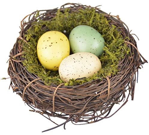 EXCEART Artificial Bird Nest with Fake Eggs Easter Bird Nest Decorating Kit Decorative Vines Bird Nest Furnishings Shooting Props for Garden Yard Home Party Easter Decor