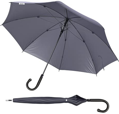 Sicherheitsschirm Standard mit Videokurs | Stabiler Herren-Regenschirm | Rundhaken schwarz | 92 cm