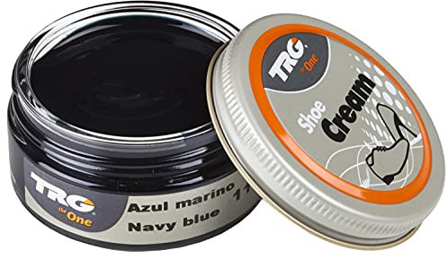 TRG the One Schutzcreme für Lederschuhe auf Wachsbasis, Politur für Leder- und Kunstlederschuhe, pflegt, verleiht Glanz und erhält Farbe, Schuhcreme #117 Marineblau, 50 ml