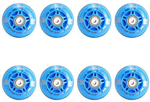 SSCYHT 8 STK. Inline Skate Leuchtrollen mit ABEC-7 Kugellagern 64mm 70mm 72mm Kinder Skates Ersatzrolle 82A Härte LED Blitzrad,72mm
