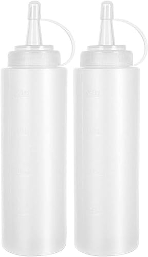 Abnaok Plastic Squeeze Condiment Bottles 4 Pcs, 8oz Food Grade BPA Free Squeezy Sauce Bottles with Cap Reusable Squeeze Containers for Condiments, Ketchup Syrup BBQ Sauce Mustard Salad Dressing (4pcs)