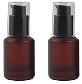 FSSTUD 2 Pcs 30ML Frosted Glass Pump Bottles Empty Cream Lotion Bottles Essence Dispenser Refillable Cosmetic Container