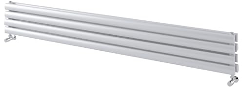 Go Bathrooms Horizontal Radiator 235 x 1800 White Oval Double Column Panel Central Heating Radiator Bathroom Radiator White Horizontal Kitchen Radiator