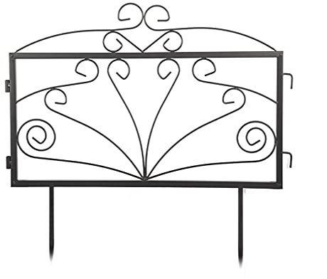 MERAXI Patio Jardin Clôture Noir, 4 Pcs Pliant Clôture Paysage Bordure Flexible Fer Forgé Style Bordure Décorative, Petit Animal Clôtures Barrière Décor,G