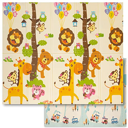 Tapis Bebe Sweety Fox - Tapis de Jeux Bebe 150x180x1cm - Tapis de Sol Bebe Réversible, Pliable et Imperméable - Tapis de Jeu et d’Eveil en Mousse - Tapis Sol Bebe - Arbre