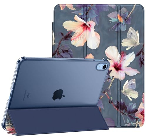 Fintie Hülle für iPad (A16) 11. Generation/iPad 10. Gen, Hibiskus | Für 2025/2022 Modell, Ultradünn leichte Schutzhülle, Transparenter Rückseite Case, Dreifach-Ständer, Auto Schlaf/Wach