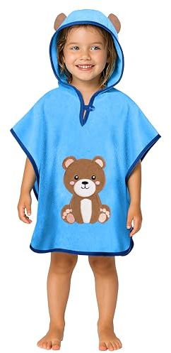 LAYNENBURG Premium Badeponcho Kinder mit Kapuze - 100% Baumwolle - OEKO TEX - Baby Jungen Mädchen Handtuch Poncho Frottee