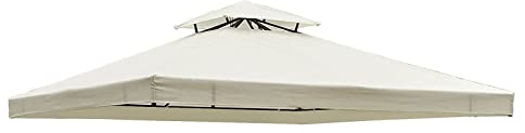 PJDDP Techo de Repuesto para Cenador 3x3M, Doble Techo Cubierta de Repuesto para Pabellón con Ventilación, Toldo de Cenador de Repuesto Resistente Al Agua(Sólo Arriba),Beige