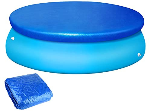 PLULON 12Ft Round Pool Cover, Tear Resistant, Durable, Blue, Pool Cover, Dust Protector for Round Inflatable Family Pool