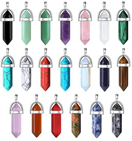 Lrtzizy 20-Piece Healing Crystal Pendant Charms – Obsidian & Carnelian DIY Jewelry Kit for Bracelets Necklaces Earrings Gifts