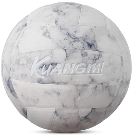 Kuangmi Weicher Volleyball, offizielle Größe 5, Indoor- und Outdoor-Freizeitball, Sporttraining, Strandspielball für Anfänger, Jugendliche, Erwachsene (weiß)