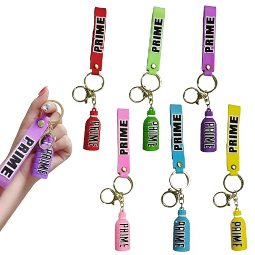 DALAETUS 6pcs Bottle Style Keyrings Set for Valentines Day, Metal & Rubber PVC Keychain, Water Proof Key Accessories, Keyring Holder for Luggage, Keysets, Ideal Love Gifts for Boyfriend Giflfriend