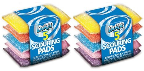 Cura del Tuo Pentolame Antiaderente con il Set da 5 Spugne Colorate per Pulizia - Utensili da Cucina Multicolore - Spugne per Pulire e per pentole - 11x9x9 cm