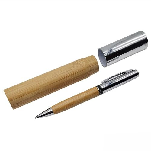 Penna a sfera con custodia cilindrica inclusa, PERSONALIZZABILI con INCISIONE. Ideale per REGALI aziendali, di laurea, compleanno, natale, occasioni varie. (Bambù)