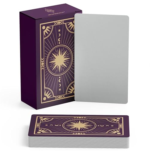 Metaphoracle Crea tus propias cartas de oráculo, cartas de tarot en blanco, baraja de 80 cartas de oráculo en blanco con diseño de lámina dorada celestial, tamaño estándar de tarjeta de tarot de 4.75