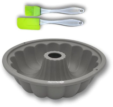Molde silicona bizcocho para horno y freidora de aire, moldes para cocinar y hornear tartas, bizcocho y dulces, apto para air fryer, incluye una espátula y un pincél de silicona (BIZCOCHO 24cm)