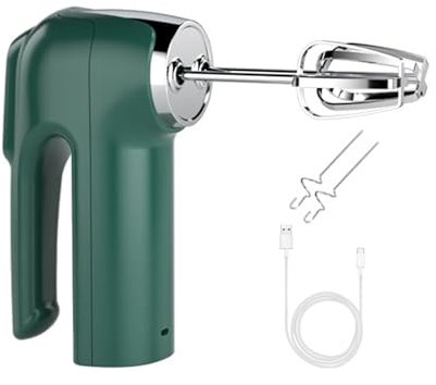 RRXIMHTT Cordless Electric Whisk,Hand Mixer for Baking with 3 Speeds USB Rechargeable Stainless Steel Egg Beater Handheld Mixer Blender Milk Frother Kitchen Baking Supplies Green