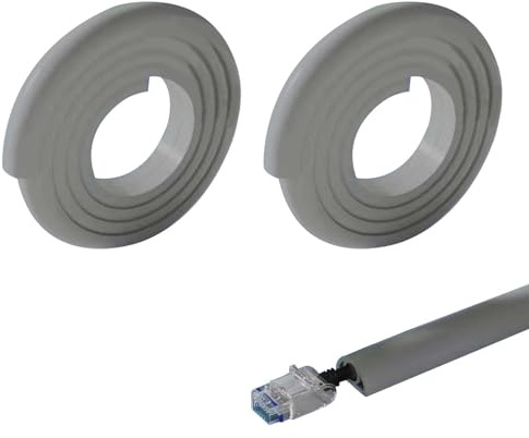Xafrstyu Cable Trunking Kit, Electrical Cable Trunking with Self Adhesive, Trunking for TV Cables, Decorative Self-Adhesive Cable Cover (2M,Grey)