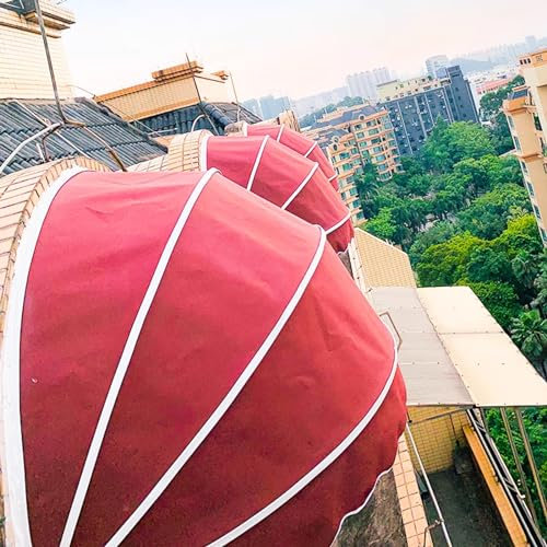 KDDFN Kuppelmarkise,Manuell Faltbare Bogenmarkise,Rund Markise Vordach,Wasserabweisendes Sonnensegel,Türüberdachung,Anpassbar Schattenspender,für Balkon,Terrasse,Innenhöfen (Diameter:140cm/55in,Red)
