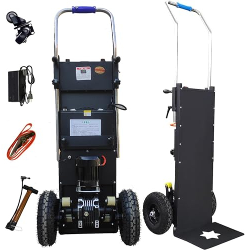Qiang 1500W Carrello Elettrico per Salire Le Scale per Impieghi Gravosi Trasporto,Batteria 48V 36Ah,Carico Massimo 881 Libbre,con Maniglia Telescopica(110Cm-170Cm)