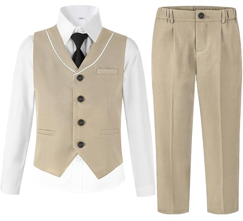 LOLANTA Trajes para Niños de Boda Ceremonia Fiesta, Conjunto de Chaleco y Pantalón, Ropa de Bautizo para Ceremonia, 2-14 Años