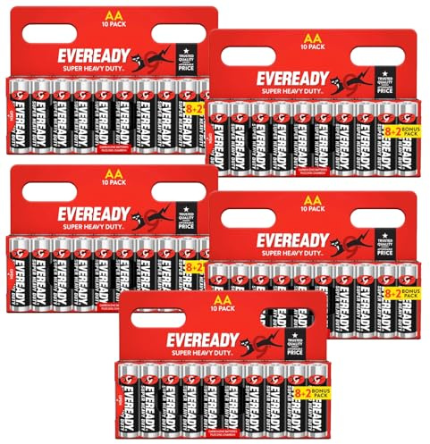Zinc AA Batteries – 50 Pack | 1.5V Long-Lasting Zinc Carbon Batteries for Everyday Use | Ideal for Low-Drain Devices Like Remote Controls, Clocks,