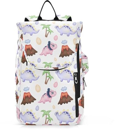 Amooorous Tennis-Rucksack für Damen und Herren, niedlich, robust, Cartoon-Blau und Pfirsich, Dinosaurier, Turnbeutel, Reiserucksack für Damen und Herren