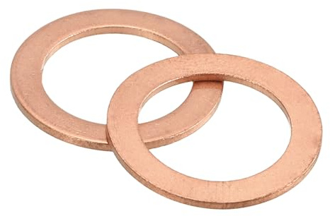 sourcing map 60 rondelle piatte M14, in rame, 14 mm ID x 20 mm OD x 1 mm di spessore per viti a bullone, riparazione di fabbriche, cucine, negozi e costruzioni all'aperto, rosso