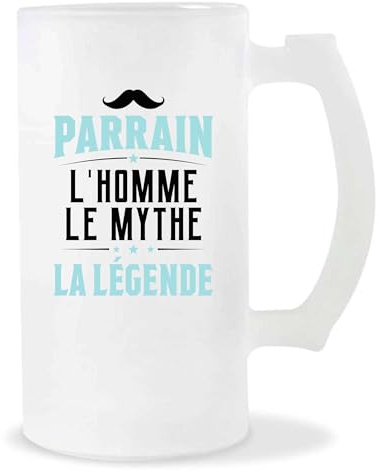 Otshirt Verre à Bière Parrain la Légende 2 | Chope de Bière Pinte | Idée Cadeau Humour Original Noël Anniversaire Baptême Famille Parrainage