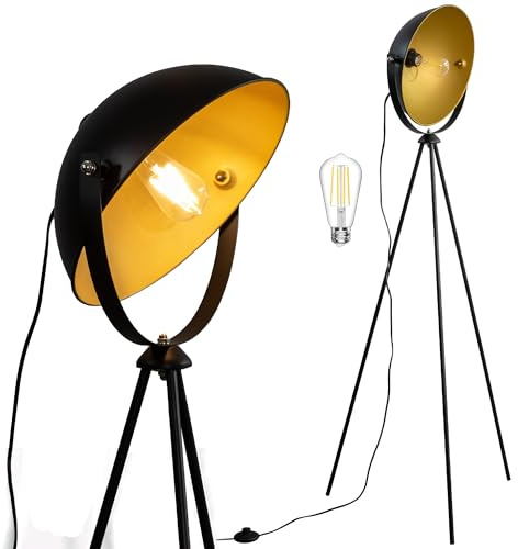 Osasy Modern Tripod Floor Lamp,Black/Gold,Metal