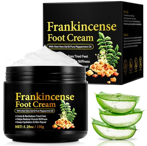 Aceite de incienso pie crema 150g, aceite esencial de menta pura lucha contra la rigidez en los pies cansados, puente pie, tobillo y pie HillFoot crema mejorar los problemas de sequedad, grietas y rug