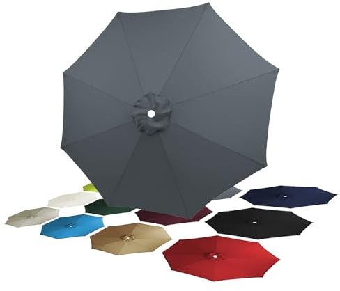 Remplacement Toile Parasol 8 Baleines 4.00m déporté Auvent Gris