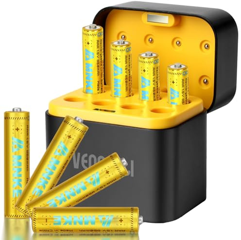 8PCS AAA Rechargeable Lithium Batteries 1300mWh 1.5V With Charger High-Capacity 1000+ Cycles of Use Ultra-Long Lasting Time 2.5h Fast Charge With LED Charge Indicator (AAA 8 Batteries &Charger)