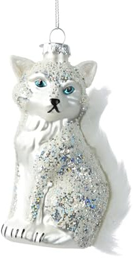 Kaemingk Christbaumschmuck Glas 11,2cm - Polarfuchs Figur zum Aufhängen - Weihnachtsbaum Anhänger für Weihnachten - Christbaumanhänger & Weihnachtsbaumschmuck - Winter Tiere Fuchs Weiß