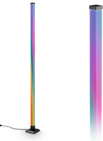 BRILONER - Lampada da terra LED con telecomando, dimmerabile, funzione musica, piantana lampada da terra, lampada da terra salotto, lampada soggiorno da terra, 150x12,5x12,5 cm, nero